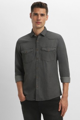 FOREVER 21 Men Solid Casual Grey Shirt