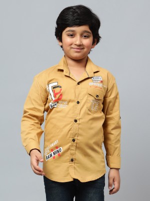 SKY HEIGHTS Boys Printed Casual Brown Shirt