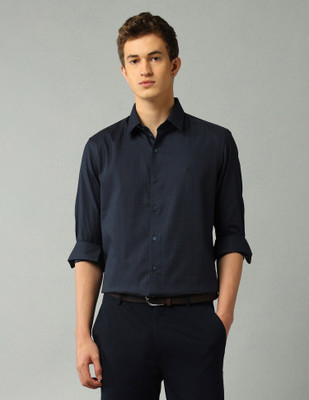 Arrow Newyork Men Self Design Formal Blue Shirt