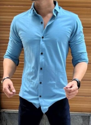 Hendrix Men Solid Casual Light Blue Shirt