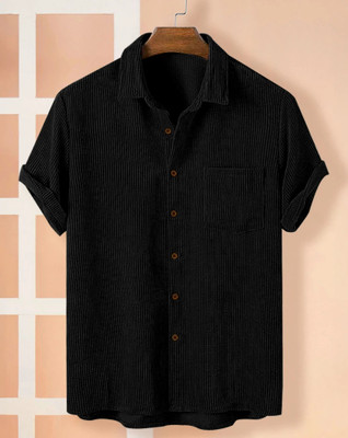 EyeBogler Men Self Design Casual Black Shirt