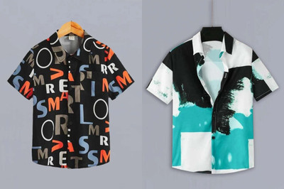 DARKMODE Boys Printed Casual Multicolor Shirt(Pack of 2)