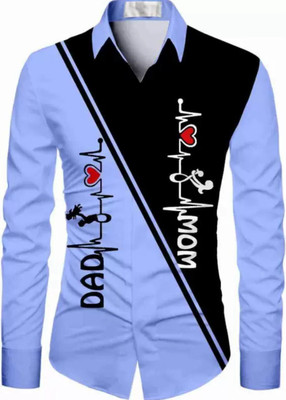 HD CREATION Men Graphic Print Casual Blue Shirt