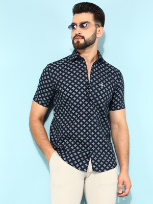 CRIMSOUNE CLUB Men Printed Casual Blue Shirt