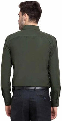 StellLIFESTYLE Trend Men Solid Casual Dark Green Shirt