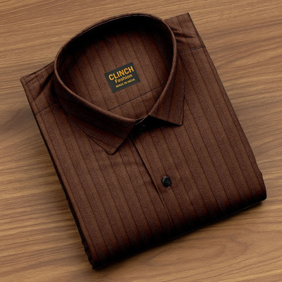 clinch fashion Men Self Design Casual Brown Shirt