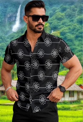 cotonkurtis Men Printed Casual Black Shirt