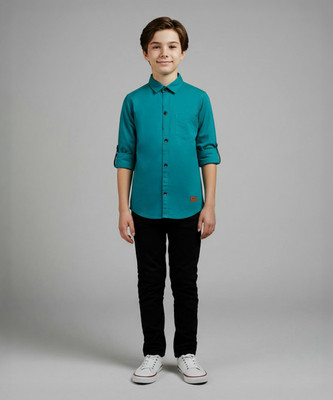 KILLER Boys Solid Casual Light Blue Shirt