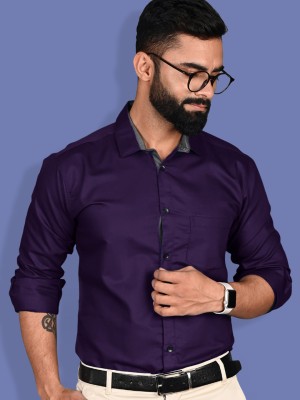 Tee Projekt Men Solid Formal Purple Shirt