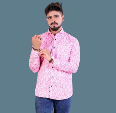 Vilantra Fashion Men Printed Casual Pink Shirt