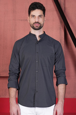 HOC Men Solid Casual Grey Shirt