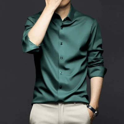 Sam Unique Man Men Solid Formal Dark Green Shirt
