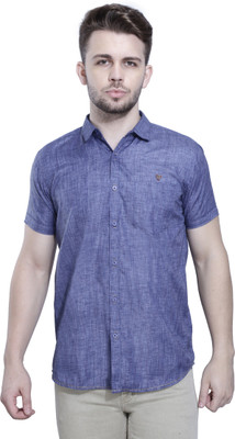 KUONS AVENUE Men Self Design Casual Dark Blue Shirt
