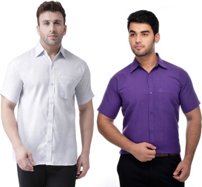 RIAG Men Solid Casual Purple Shirt(Pack of 2)