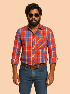 Bollyqueen Men Striped Formal Pink Shirt