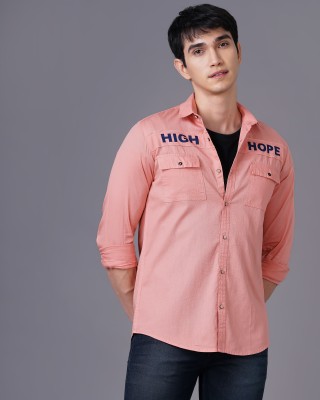 K-Lara Men Printed Casual Pink Shirt