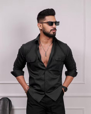 Bridon Creations Men Solid Casual Black Shirt