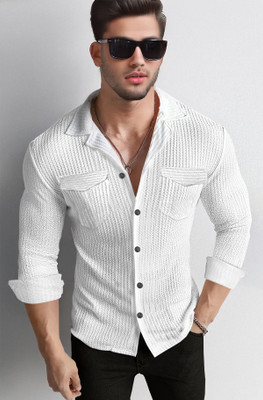 TRIPR Men Striped Casual White Shirt