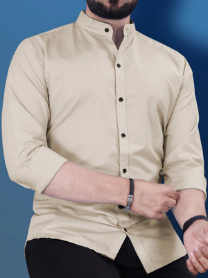 VeBNoR Men Solid Casual Beige Shirt