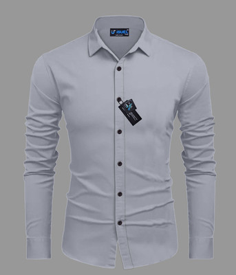 Suel Fab Men Self Design Casual Grey Shirt