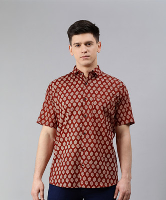 MILLENNIAL MEN Men Printed Casual Maroon Shirt