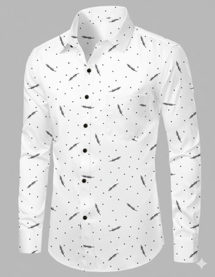 Rudraay Enterprise Men Printed Casual White, Black Shirt