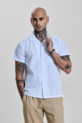 Snitch Men Solid Casual Blue Shirt