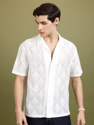 HIGHLANDER Men Printed Casual White Shirt