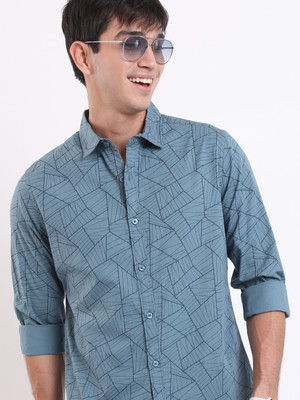 HIGHLANDER Men Printed Casual Blue Shirt