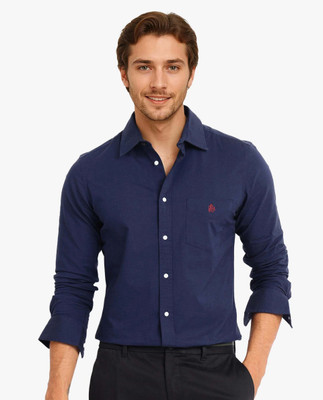 RARE RABBIT Men Solid Formal Dark Blue Shirt
