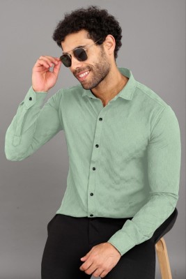 MOXTE Men Solid Formal Light Green Shirt