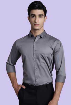 Super Weston Men Solid Formal Grey Shirt