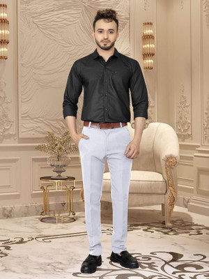 Fashionfricks Men Solid Formal Black Shirt
