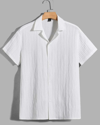 METRONAUT Men Self Design Casual White Shirt