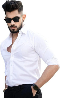 HouseOfCommon Men Solid Casual White Shirt