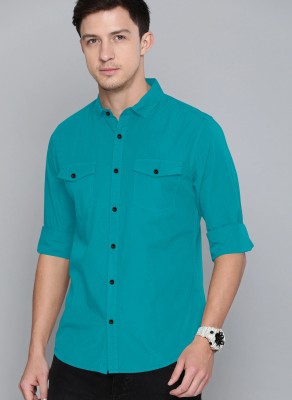 Bloviate Men Solid Formal Light Blue Shirt