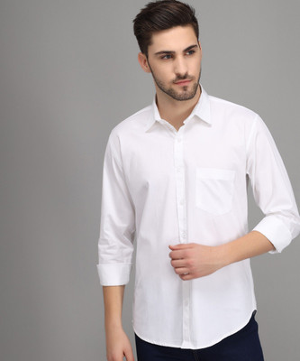 UV FASHION Men Solid Casual White Shirt