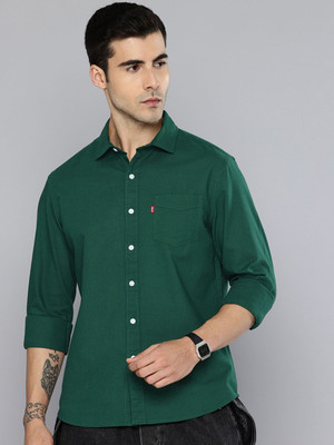 LEVI'S Men Solid Casual Green Shirt