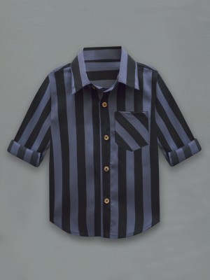 A.T.U.N. Baby Boys Striped Casual Black, Dark Blue Shirt