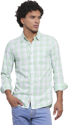BEING HUMAN Men Solid Casual Green Shirt
