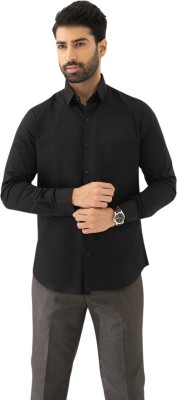 SWISS HORN Men Solid Casual Black Shirt