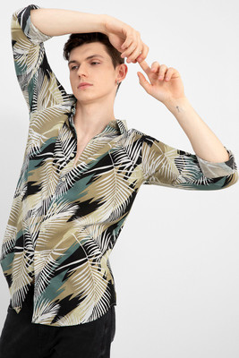 Snitch Men Printed Casual Brown Shirt