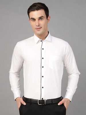 Hancock Men Solid Party White Shirt