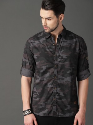 Roadster Men Printed Casual Grey Shirt