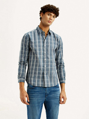 LEVI'S Men Checkered Casual Blue, White Shirt