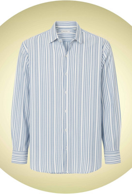 Aarna Enterprise Men Self Design Casual White, Blue Shirt