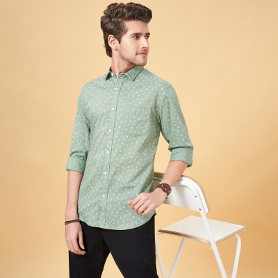 Byford by Pantaloons Men Printed Casual Green, White Shirt