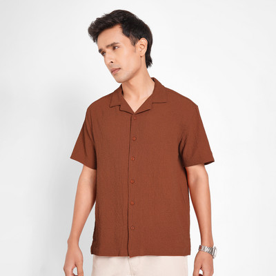 PEOPLE Men Printed Casual Red Shirt