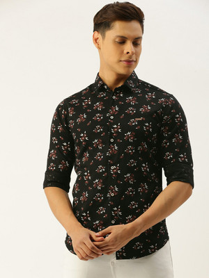 The Indian Garage Co. Men Floral Print Casual Black Shirt