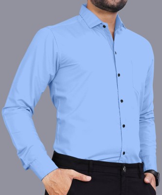 AITAVIKOVERSEAS Men Solid Casual Light Blue Shirt